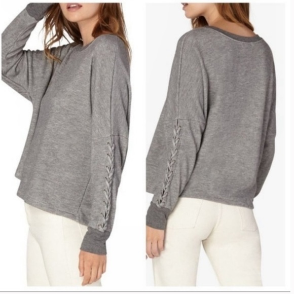 Beyond Yoga Tops - Beyond Yoga Lace Up Lasso Sleeve Sweatshirt (M)